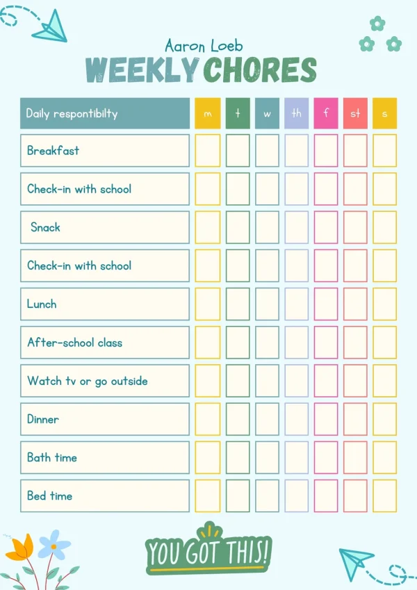 Kids Daily Routine Chart