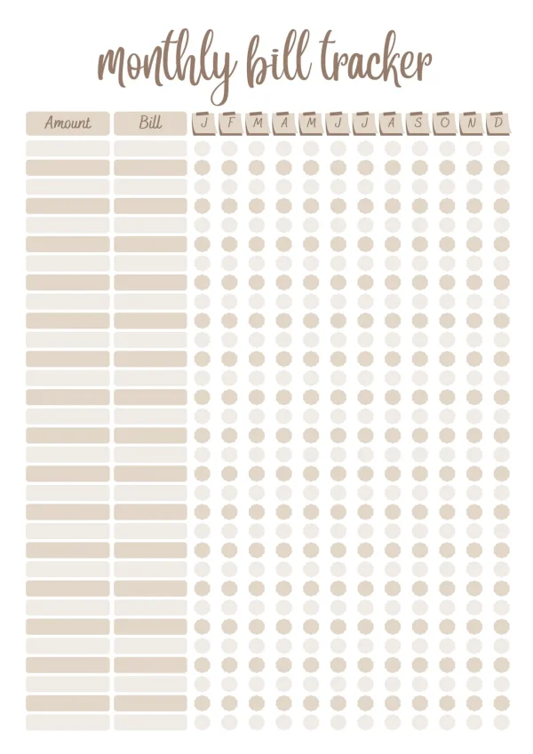 Monthly Bill Payment Checklist