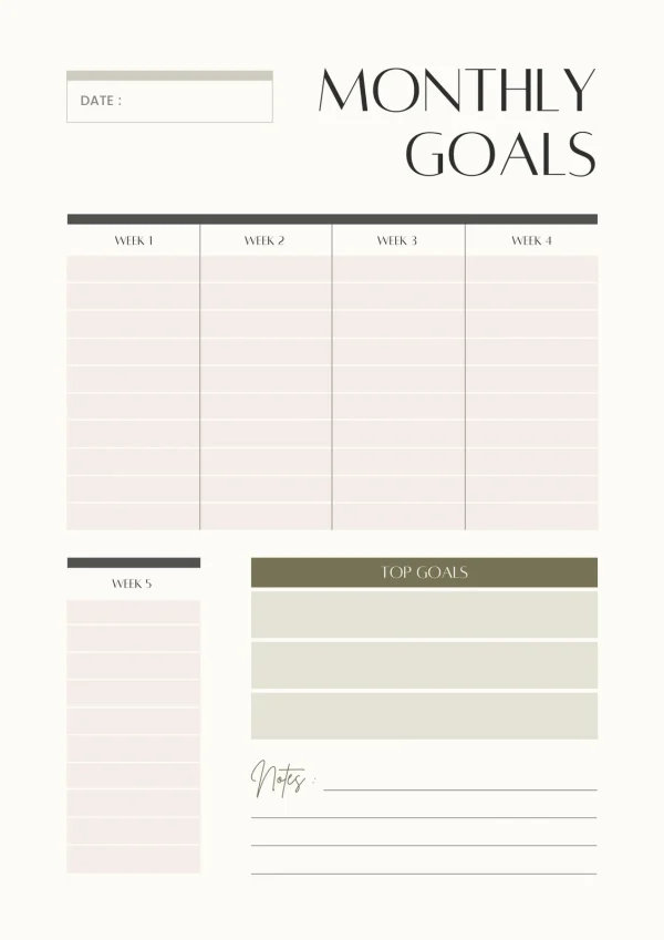 Monthly Goal Roadmap