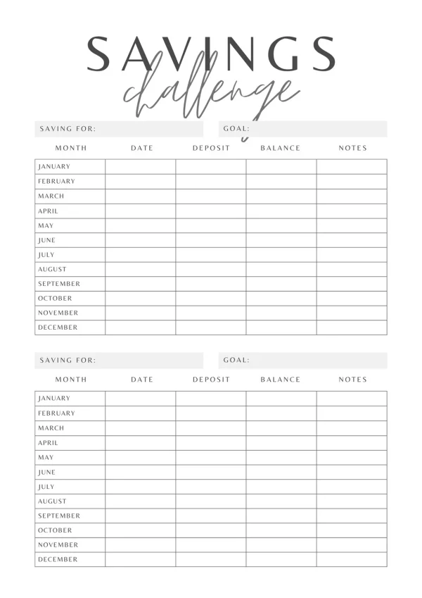 No-Spend Challenge Calendar